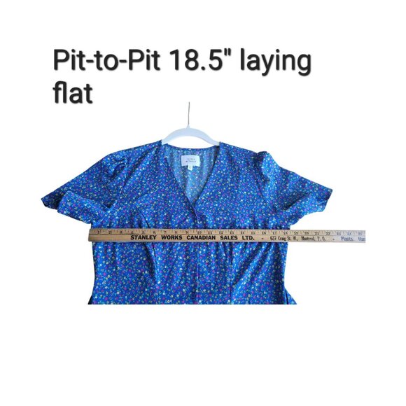 Things Between Blue Ditsy Floral Prairie Midi Tea Dress Boho Cottagecore Indie S - Picture 7 of 13